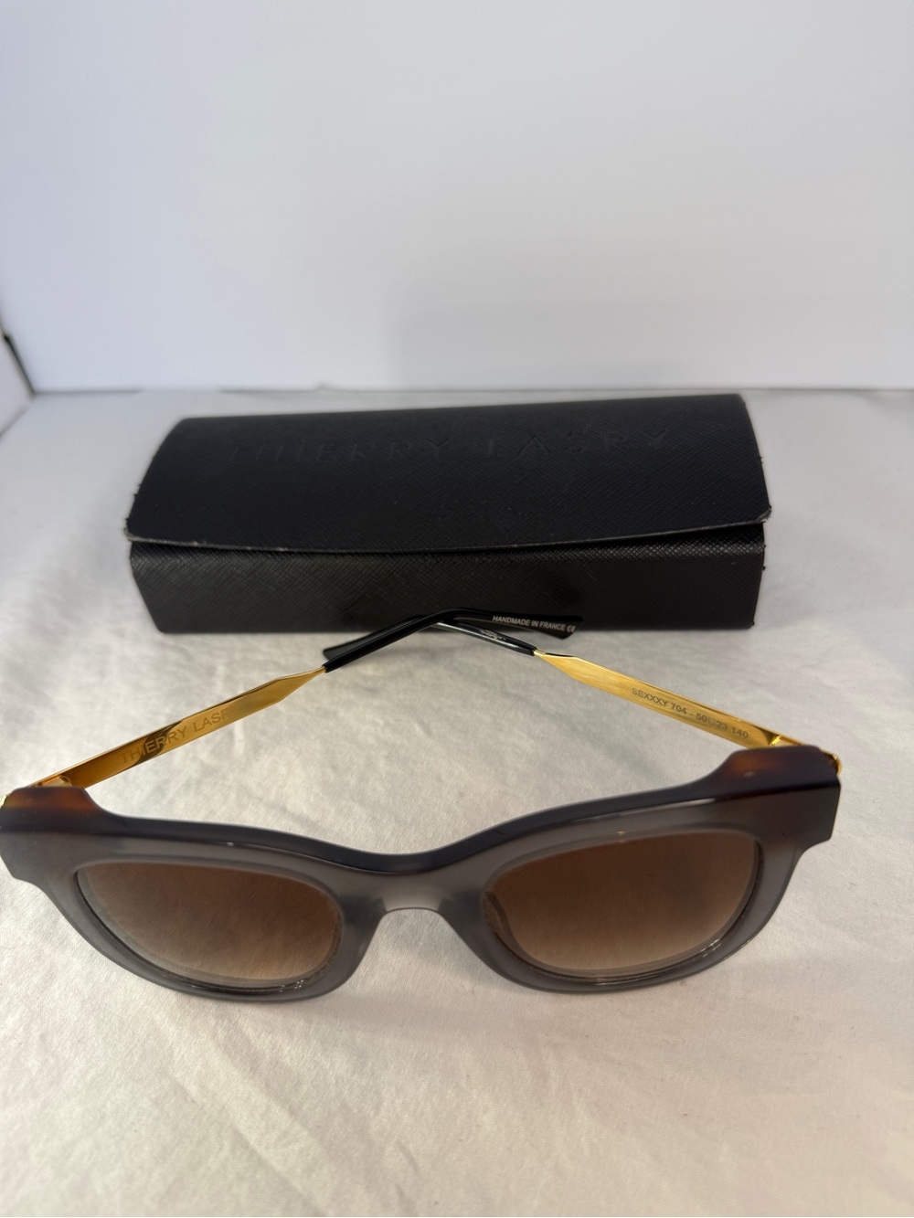 THIERRY LASRY -Popular Sexxxy sunglasses-Grey and Brown Cat-Eye Sunglasses